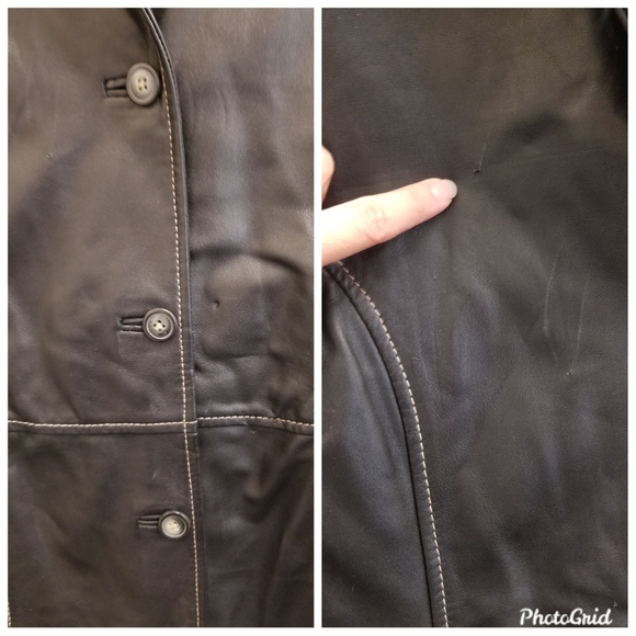 5/$25 Bentley Arbuckle Black Leather Coat - Picture 4 of 7